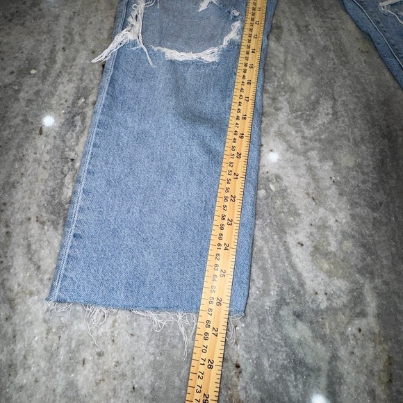 American Eagle 4 Women's 90s Straight Distressed Jeans High Waist Light Wash - Picture 2 of 7